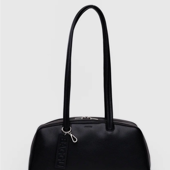 BAGGU Handbags - BAGGU Black Leather Shoulder Bag with Long Straps